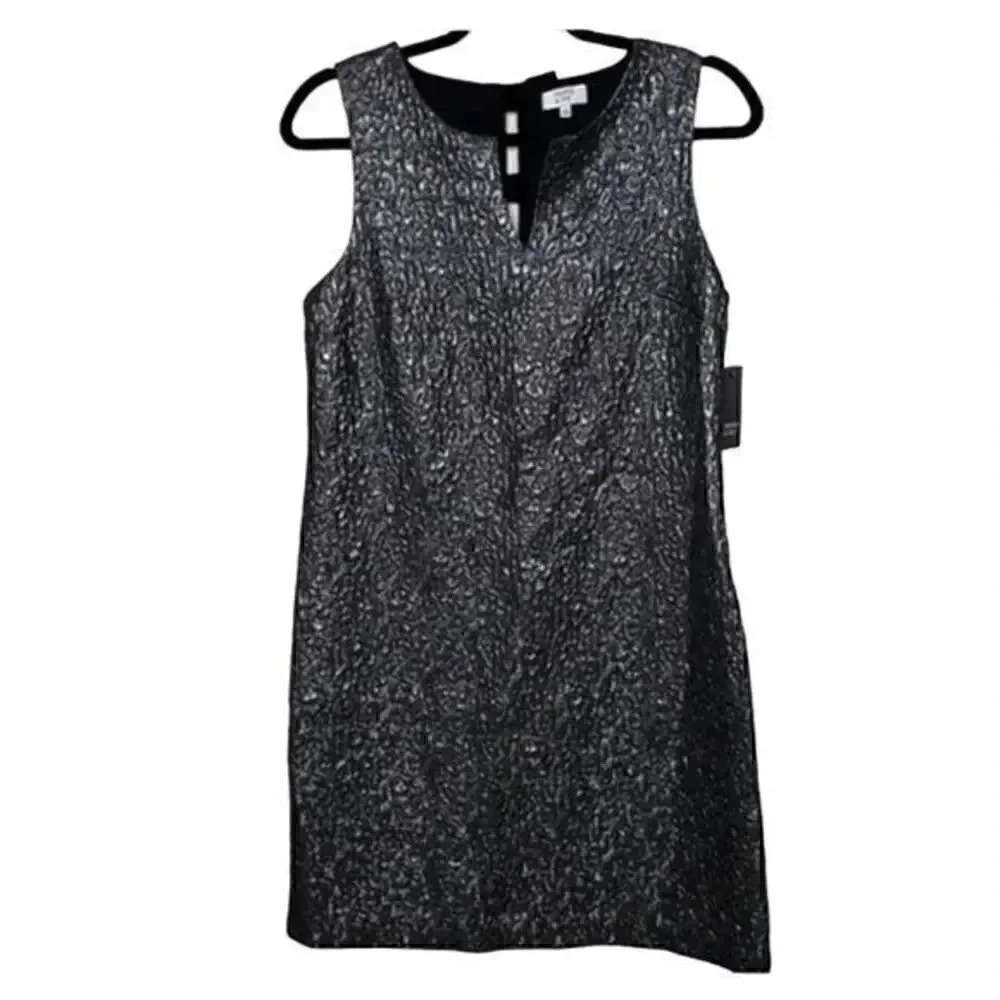 Crown & Ivy NWT sz 4 sleeveless little black metallic dress - Picture 1 of 7